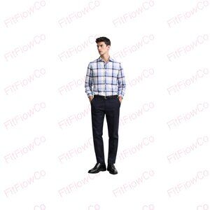 Express Slim Fit Blue White Plaid Button Down Shirt Men’s M 15-15.5 Cotton